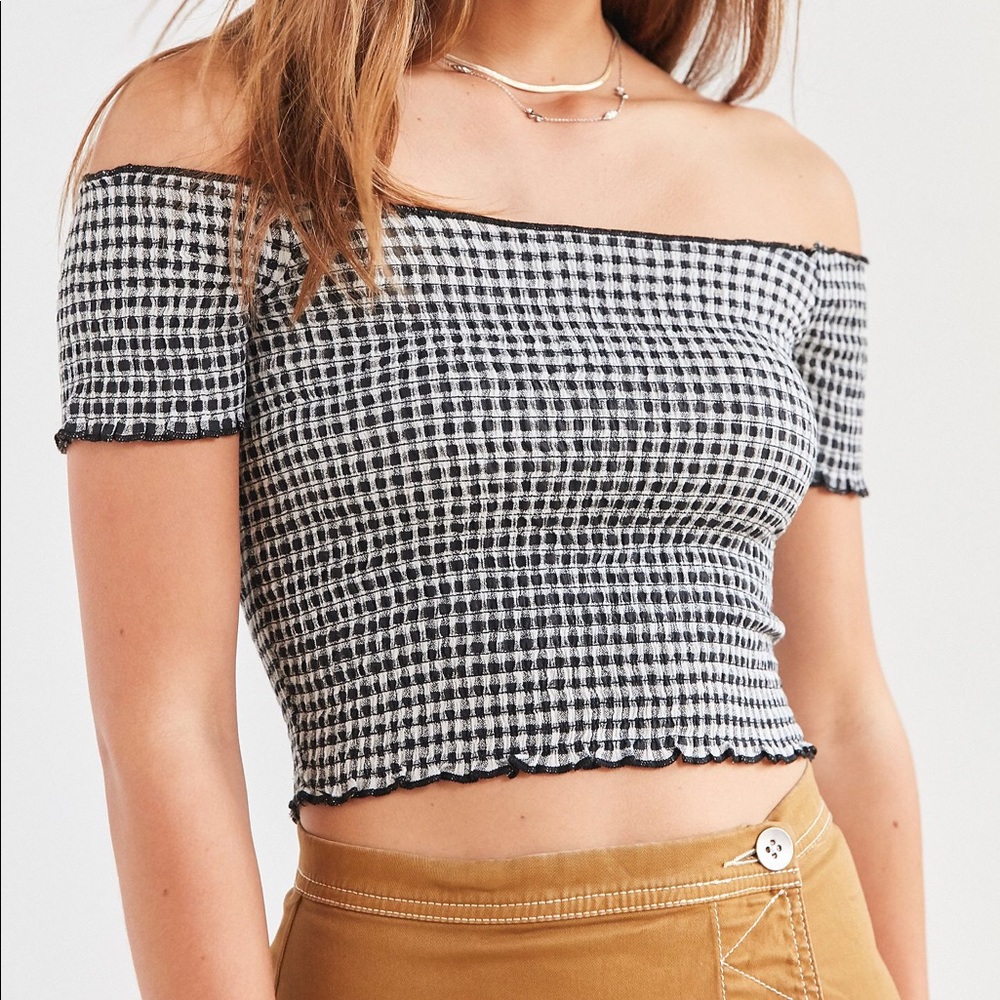 Urban Outfitters Gingham Off the Shoulder Top